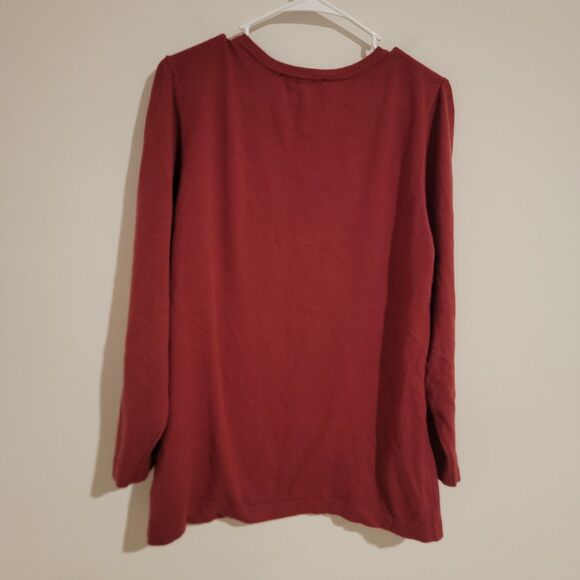 Zac And Rachel Womens Sweater Size 2X Vneck Red Soft Minimalist Colorful - Picture 2 of 7